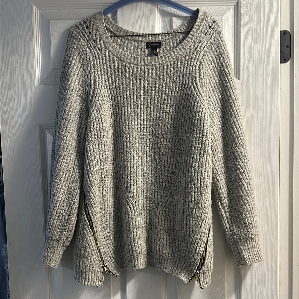Jessica Simpson Gray Crew Neck Sweater Textured Knit